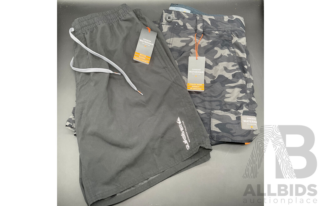 QUIKSILVER WATERMAN Men's Board Shorts (S) and Pants (32) - Lot of 2