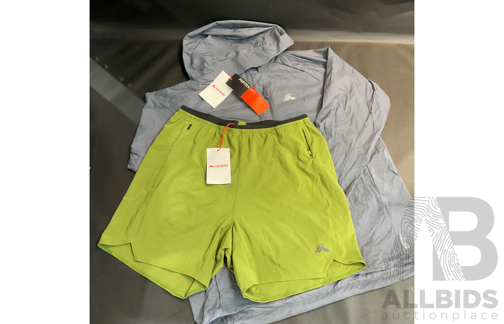 MACPAC Men's Pertex Whitcombe Windbreaker V2 (M) and MACPAC Men's Caples Running Short (M) - Lot of 2
