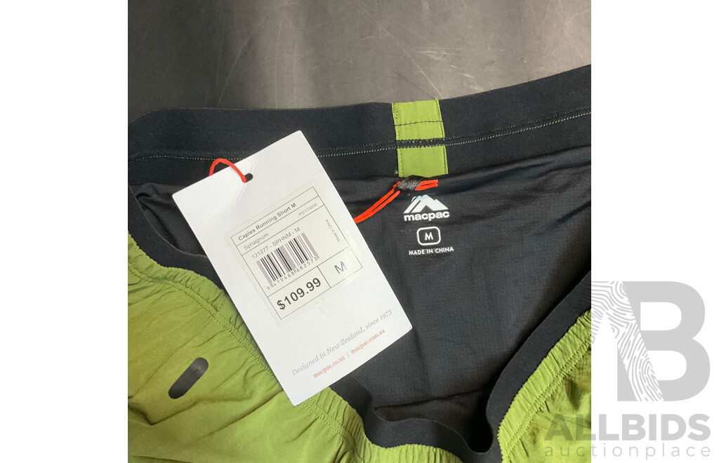 MACPAC Men's Pertex Whitcombe Windbreaker V2 (M) and MACPAC Men's Caples Running Short (M) - Lot of 2