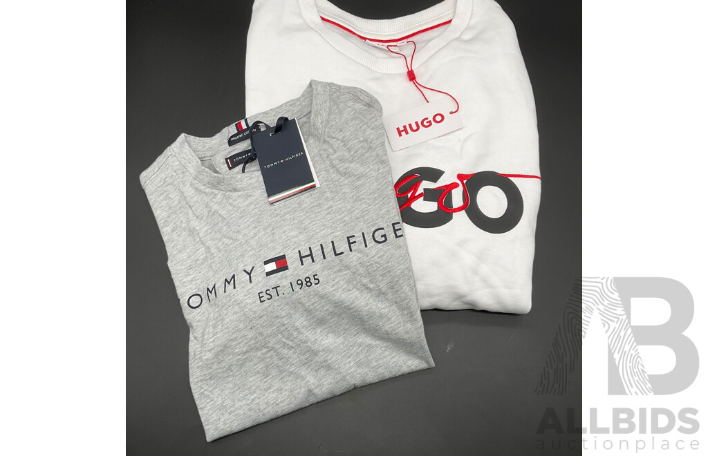 TOMMY HILFIGER T-Shirt (Youth 152) and  HUGO BOSS Sweatshirt (Youth 16) - Lot of 2