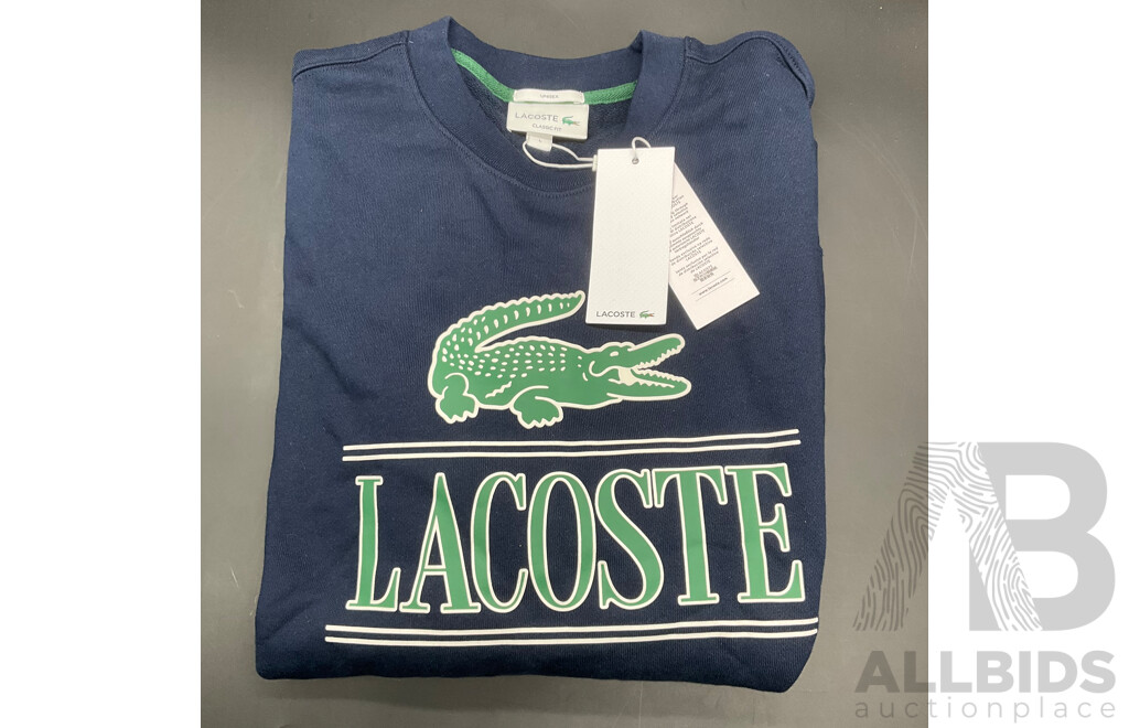 EMPORIO ARMANI and GANT  Assorted Men's T-Shirts (size L & XL) and LACOSTE Unisex Sweatshirt (L) - Lot of 3