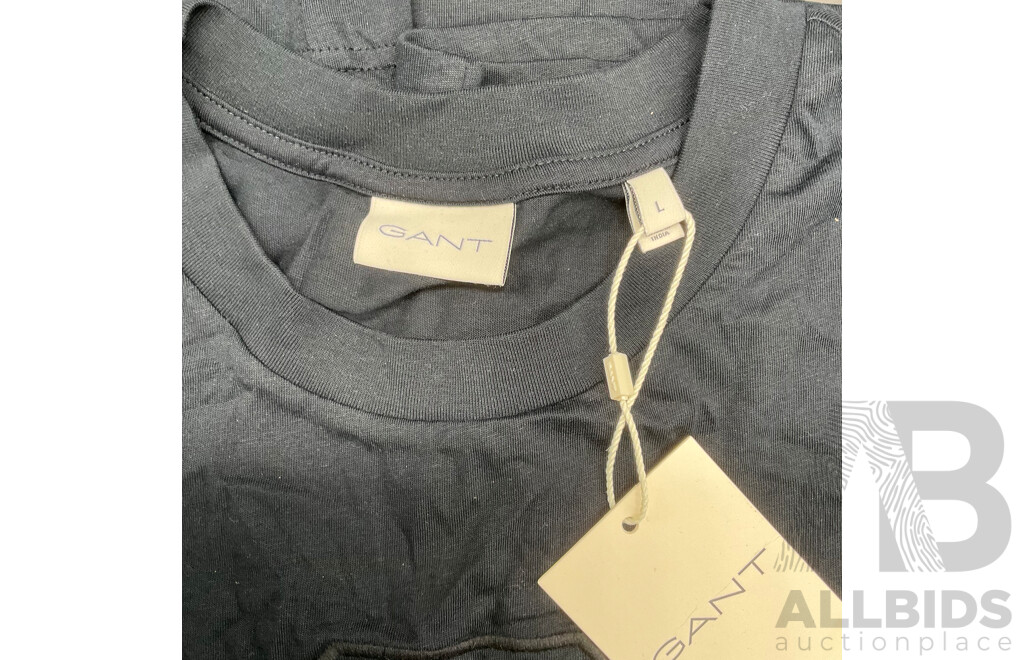 EMPORIO ARMANI and GANT  Assorted Men's T-Shirts (size L & XL) and LACOSTE Unisex Sweatshirt (L) - Lot of 3