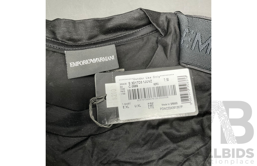 EMPORIO ARMANI and GANT  Assorted Men's T-Shirts (size L & XL) and LACOSTE Unisex Sweatshirt (L) - Lot of 3