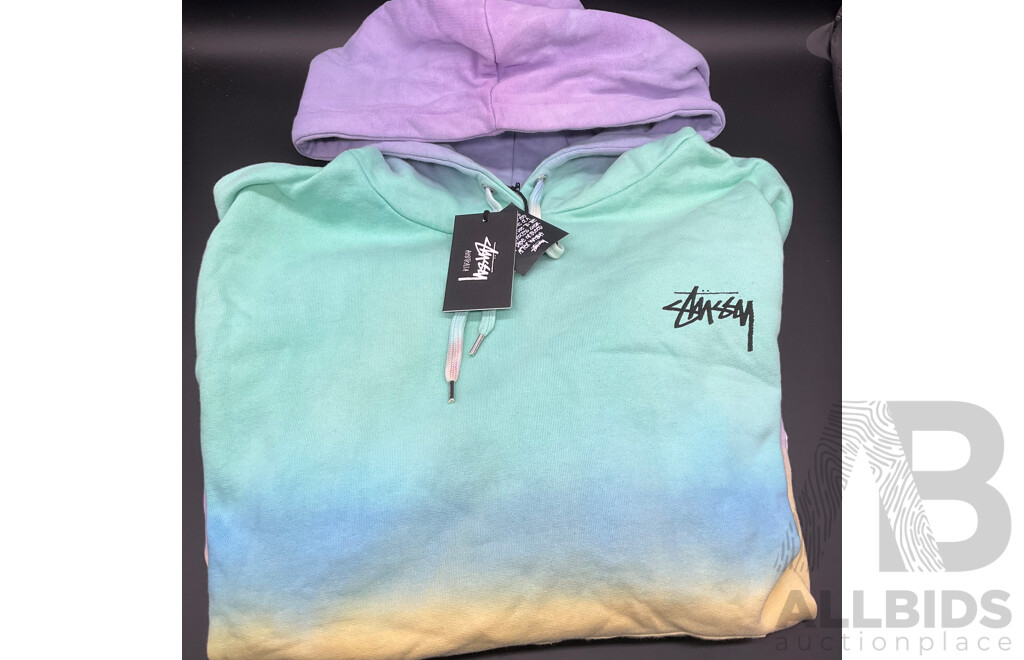 ADIDAS Trackpants (16-18) and STUSSY Tie-dye Hoodie (12) - Lot of 2