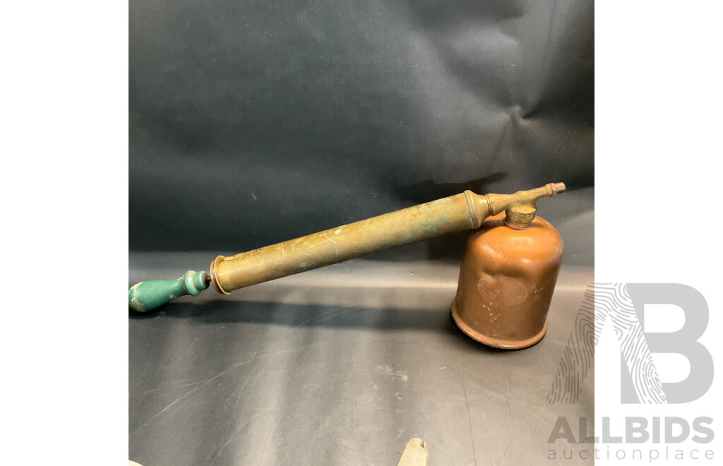 Vintage Bega Copper Fly Sprayer and Eton Hard Soldered Milk Jar & F.B.Rogers Silver-Plate Cream,Sugar Pot and More