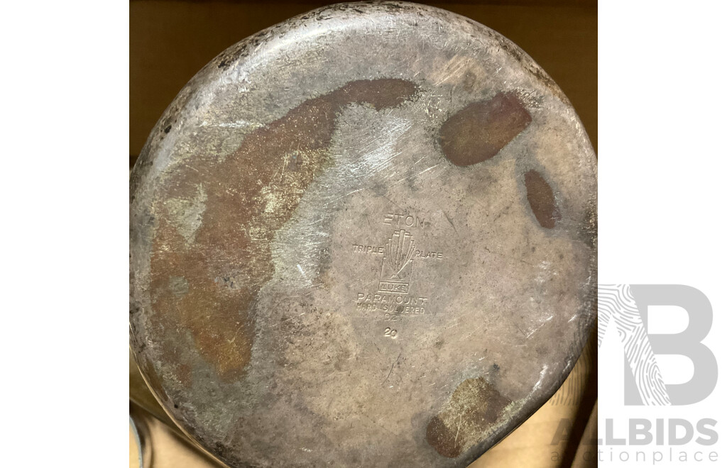 Vintage Bega Copper Fly Sprayer and Eton Hard Soldered Milk Jar & F.B.Rogers Silver-Plate Cream,Sugar Pot and More