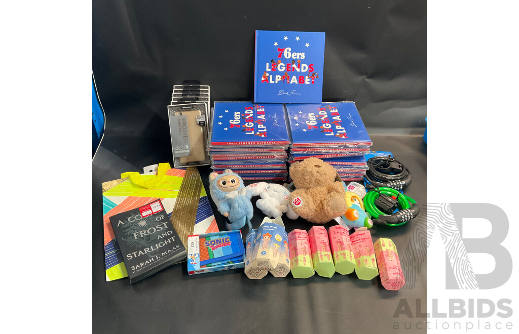 Assorted Household Items Include 76ers Legends Alphabet Book, Oppo R7s Phone Case, Toys and More