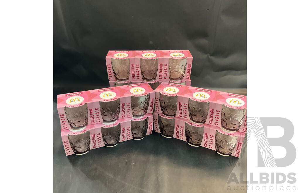 McDonald's CLASSIC COLLECTION 1968-1986 Collectible Pink Glass Cup - Total of 21