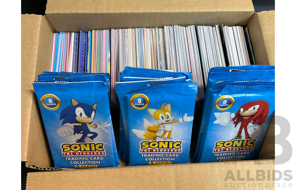 16x Sealed Sonic the Hedgehog Trading Card Packs and 400 Loose Cards