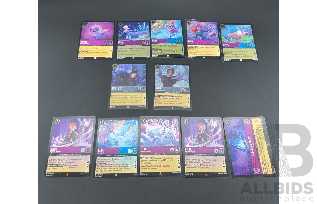 Assorted Lorcana's Frozen Character Cards Includes 7 Foil Cards - Lot of 12