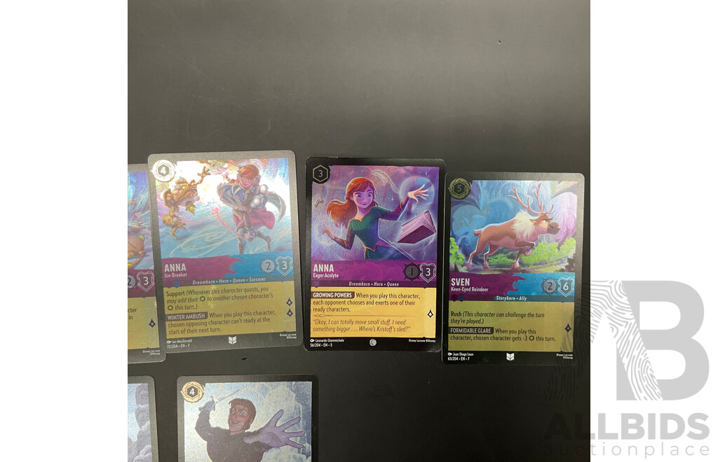 Assorted Lorcana's Frozen Character Cards Includes 7 Foil Cards - Lot of 12