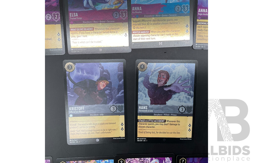 Assorted Lorcana's Frozen Character Cards Includes 7 Foil Cards - Lot of 12