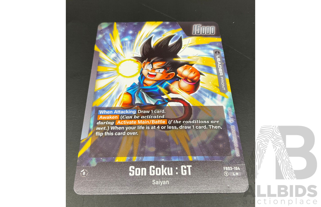 Son Goku :GT FB03-104 Alternate Art Leader &  Dragon Ball Super Fusion World FB03-140 Secret Rare English - Lot of 2