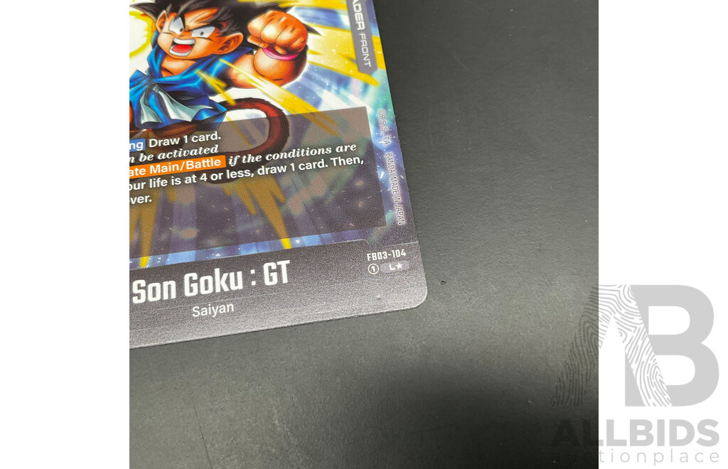 Son Goku :GT FB03-104 Alternate Art Leader &  Dragon Ball Super Fusion World FB03-140 Secret Rare English - Lot of 2