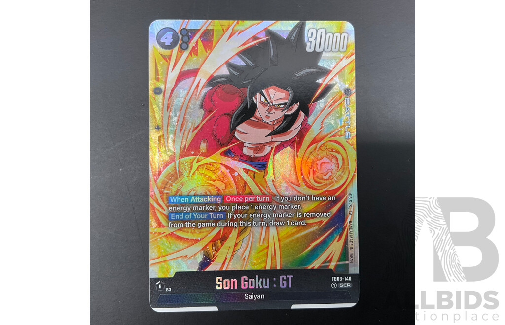 Son Goku :GT FB03-104 Alternate Art Leader &  Dragon Ball Super Fusion World FB03-140 Secret Rare English - Lot of 2