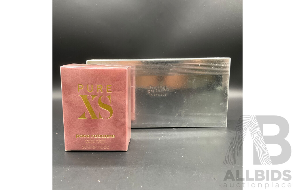 PACO RABANNE Pure XS 30ml Eau De Parfume and JEAN PAUL Gaultier ''Classique'' Travel Gift Set