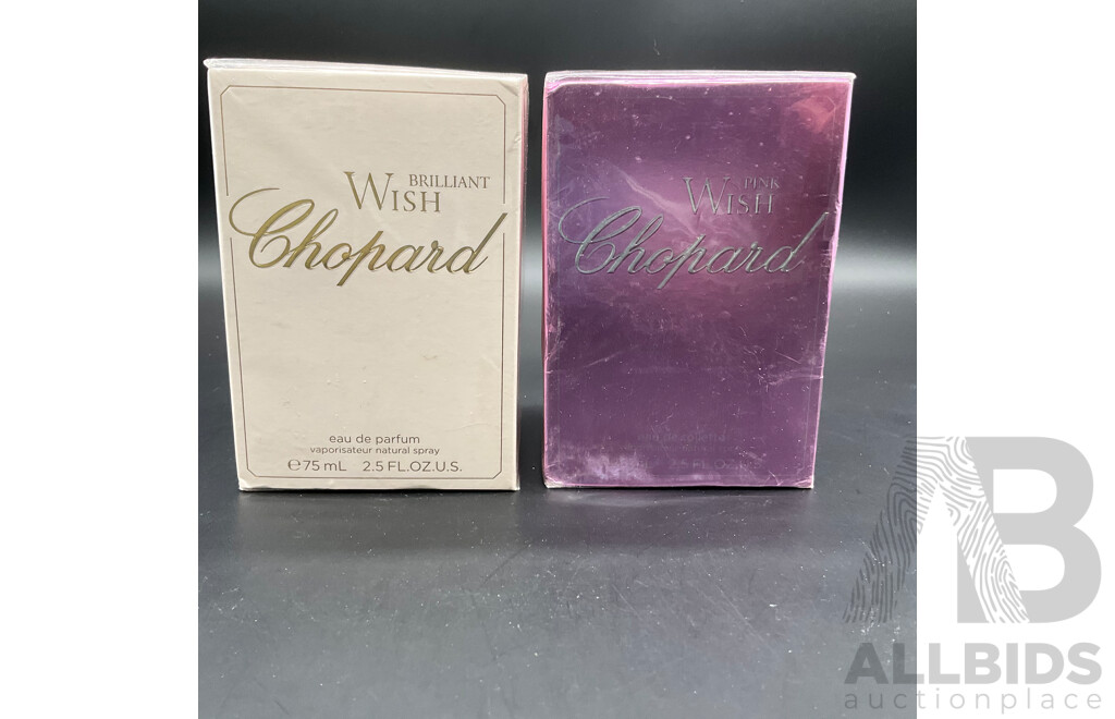 CHOPARD ''Briliant Wish''  75ml Eau De Parfum and CHOPARD ''Pink Wish''  75ml Eau De Toilette - Lot of 2