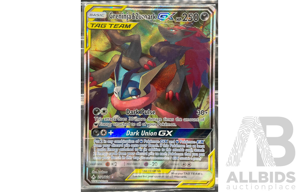 2019 Alternate Art Greninja & Zoroark GX Trading Card 201/214
