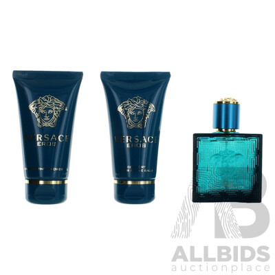 VERSACE Eros 3 Piece Gift Set - 50ml Eau De Toilette, 50ml After Shave Balm and 50ml Shower Gel
