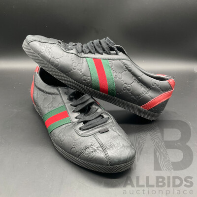 Black Guccissima Leather Web Ace Sneakers Branded GUCCI