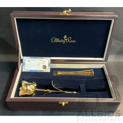 The Eternity Rose Natural Rose Dipped in Pure 24K Gold / with Leather Case and Certificate