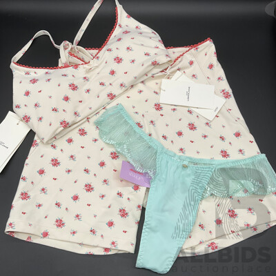 LORNA JANE with Love All Day Sport Bra (XS) & Bike Shorts (S) and BrasNthings Underwear (AU8) - Lot of 3