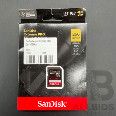 SanDisk Extreme PRO. SDXC 256GB SD Card