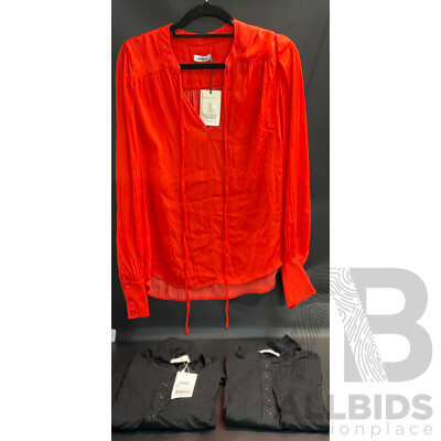 MARCS Size 10 Kalena Blouse & KOOKAI Black Sleep Button Top Size 6 - Lot of 3