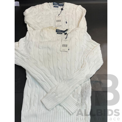 POLO Ralph Lauren Women's  White Sweater Size XS & S - Lot of 2