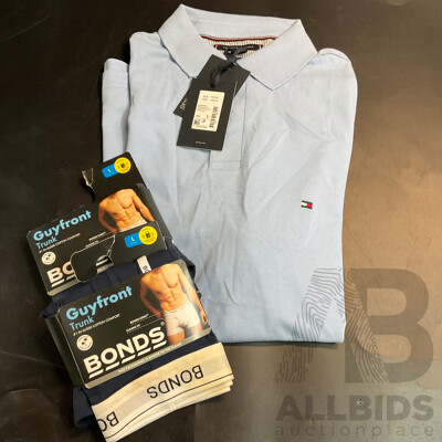 Tommy Hilfiger Blue Polo Shirt Size L & Bonds Trunk Size L X2
