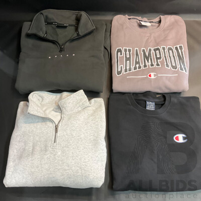 Assorted Sweatshirt - Black Roler (XXL), Grey Cotton on (XL), Beige Champion (XL) and Black Champion (XL) - Lot of 4