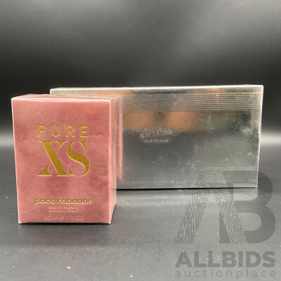 PACO RABANNE Pure XS 30ml Eau De Parfume and JEAN PAUL Gaultier ''Classique'' Travel Gift Set