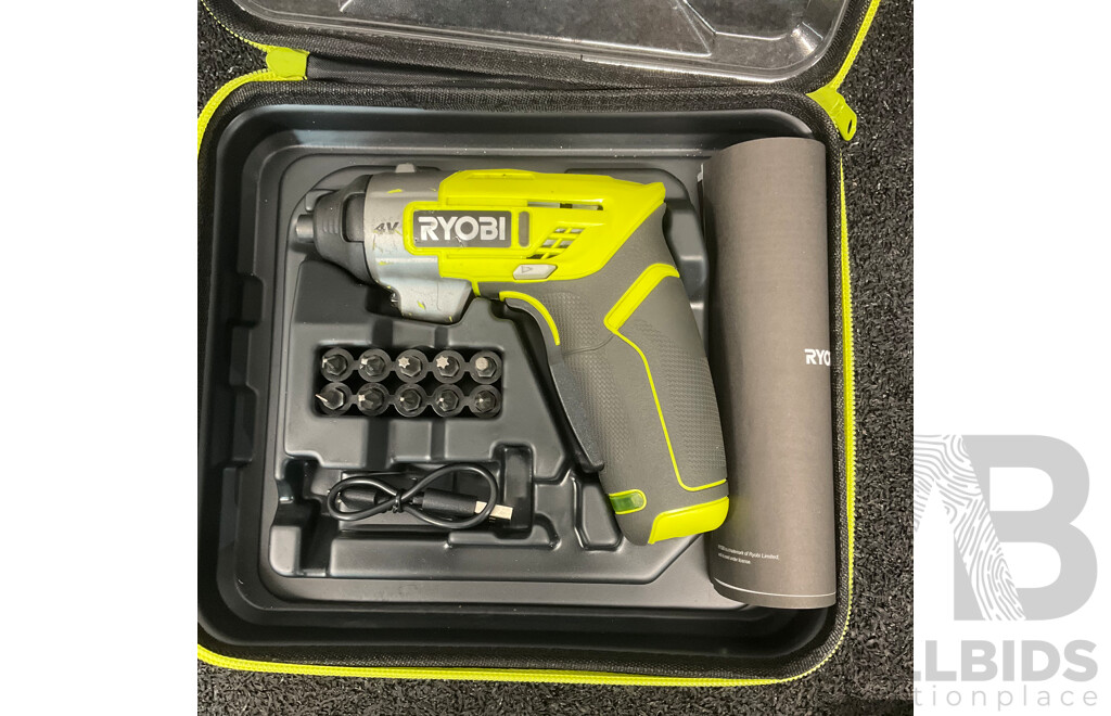 RYOBI 4V Lithium Screwdriver and Impact Drilling and Driving Sets