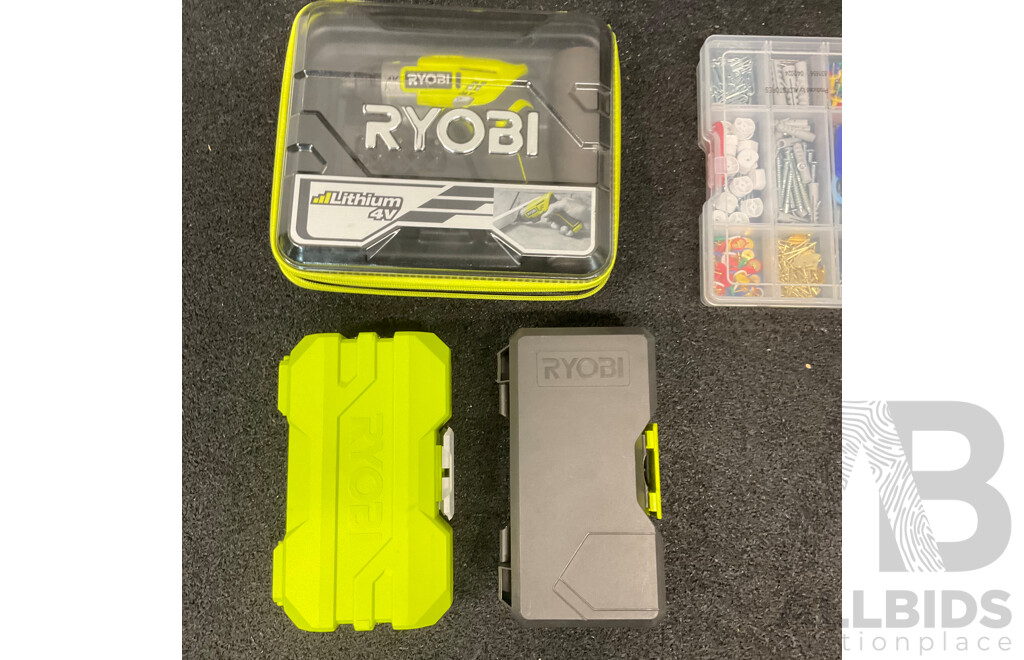 RYOBI 4V Lithium Screwdriver and Impact Drilling and Driving Sets