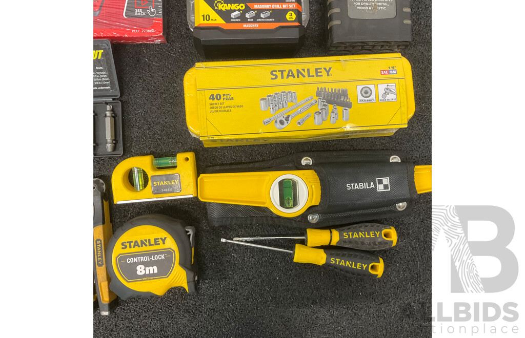 Collection of Various Hand Tools and Sets, Including STANLEY, ToolPRO, KANGO and Others