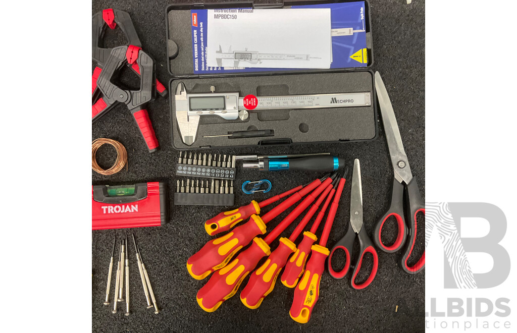 Collection of Various Hand Tools, Electrical Supplies and Others