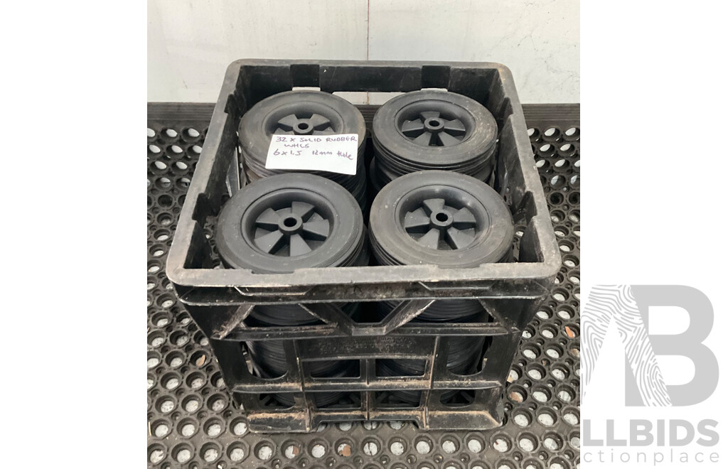 32 X Solid Ruber Wheels - 6 X1.5 (12mm Hole)