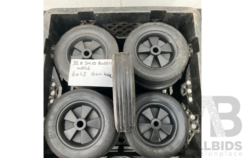 32 X Solid Ruber Wheels - 6 X1.5 (12mm Hole)