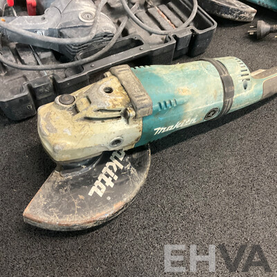 Assorted MAKITA Angle Grinders for Parts and OZITO Hammer Drill - Lot of 4