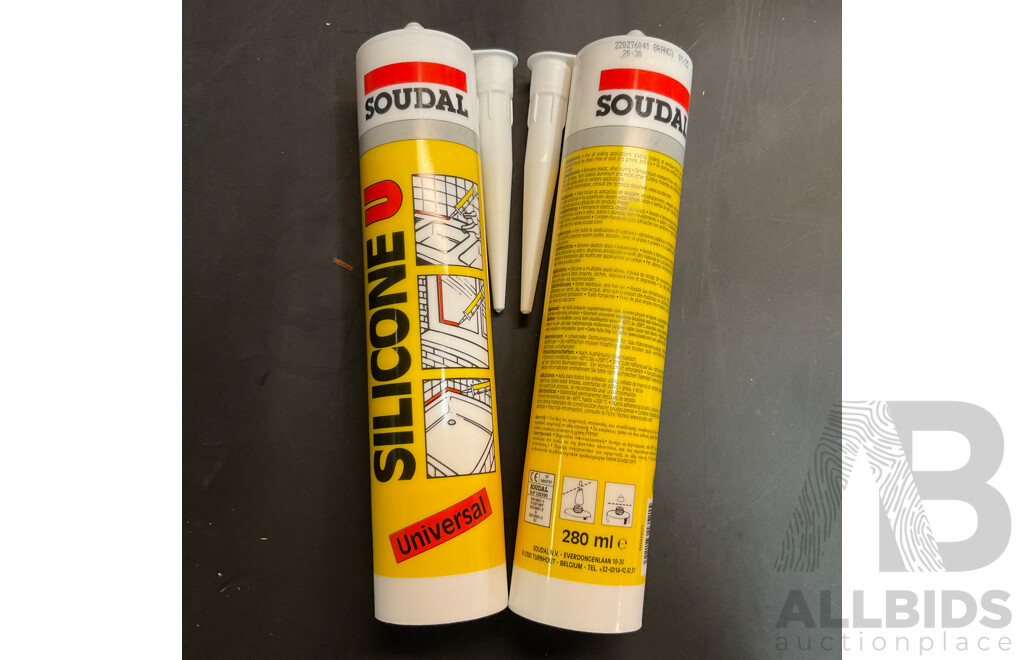 Bulk Buy - 8 Boxes of 24 Packs White Soudal Silicone