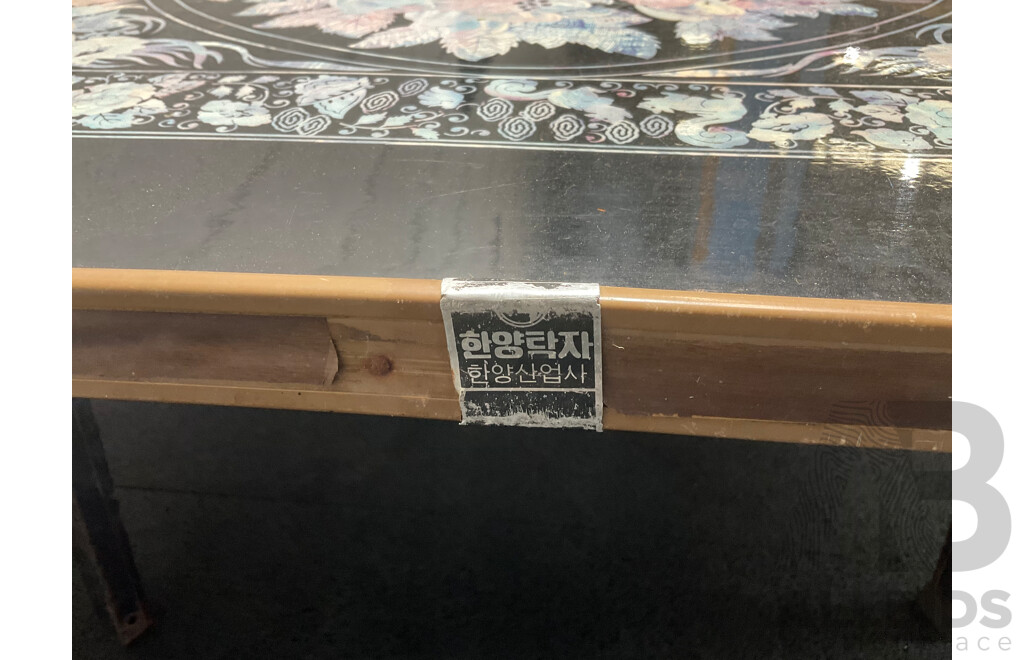 HANYANG SANGAPSA Korean Style Low Folding Tea Table with Peacock Design