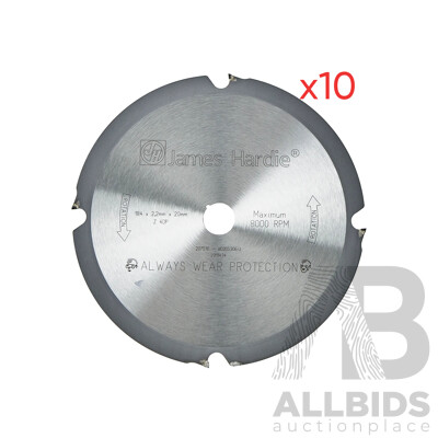 Lot of 10 - James Hardie Saw Blade 185mm Diameter - Brand New