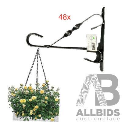 GARDEN.NOW Decorative Wall Planter Pot Bracket Black 25cm - Lot of 48 - RRP $384