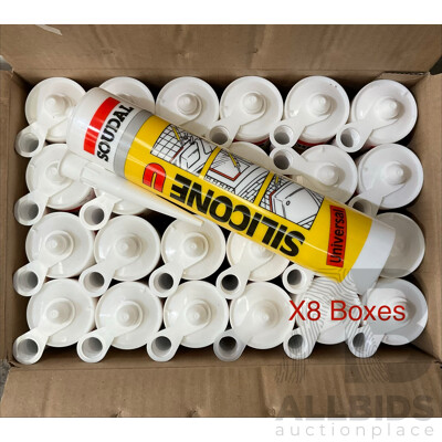 Bulk Buy - 8 Boxes of 24 Packs White Soudal Silicone