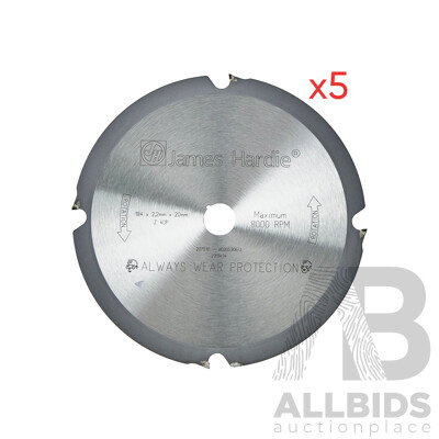 James Hardie Saw Blade 185mm Diameter - Lot of 5 - Brand New