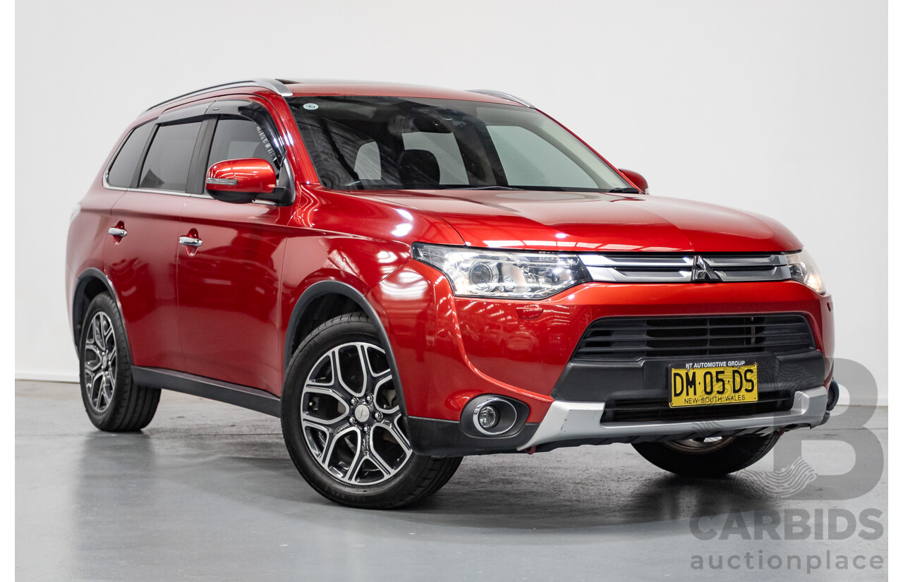 11/2014 Mitsubishi Outlander Aspire (AWD) ZJ MY14.5 4D Wagon Rally Red Metallic Turbo Diesel 2.3L