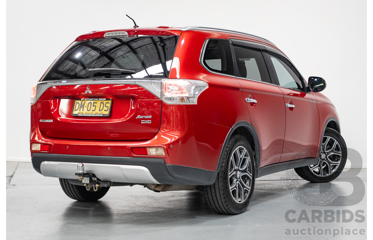 11/2014 Mitsubishi Outlander Aspire (AWD) ZJ MY14.5 4D Wagon Rally Red Metallic Turbo Diesel 2.3L