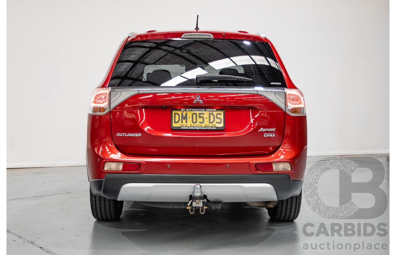 11/2014 Mitsubishi Outlander Aspire (AWD) ZJ MY14.5 4D Wagon Rally Red Metallic Turbo Diesel 2.3L