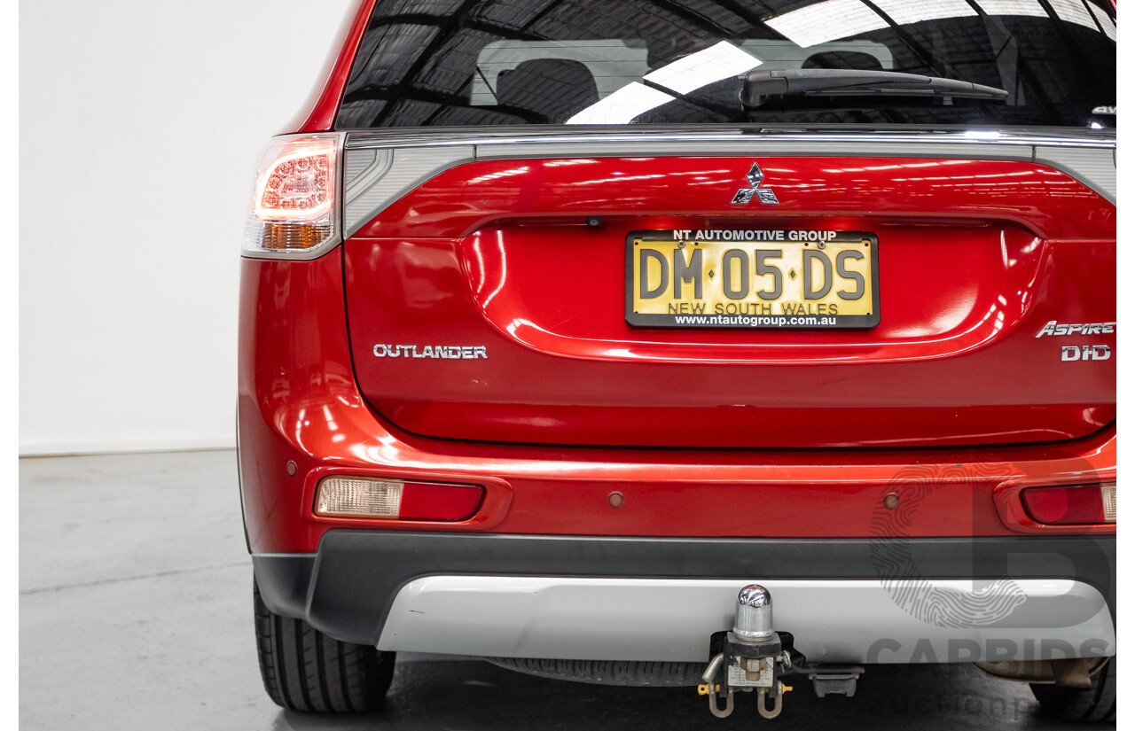 11/2014 Mitsubishi Outlander Aspire (AWD) ZJ MY14.5 4D Wagon Rally Red Metallic Turbo Diesel 2.3L