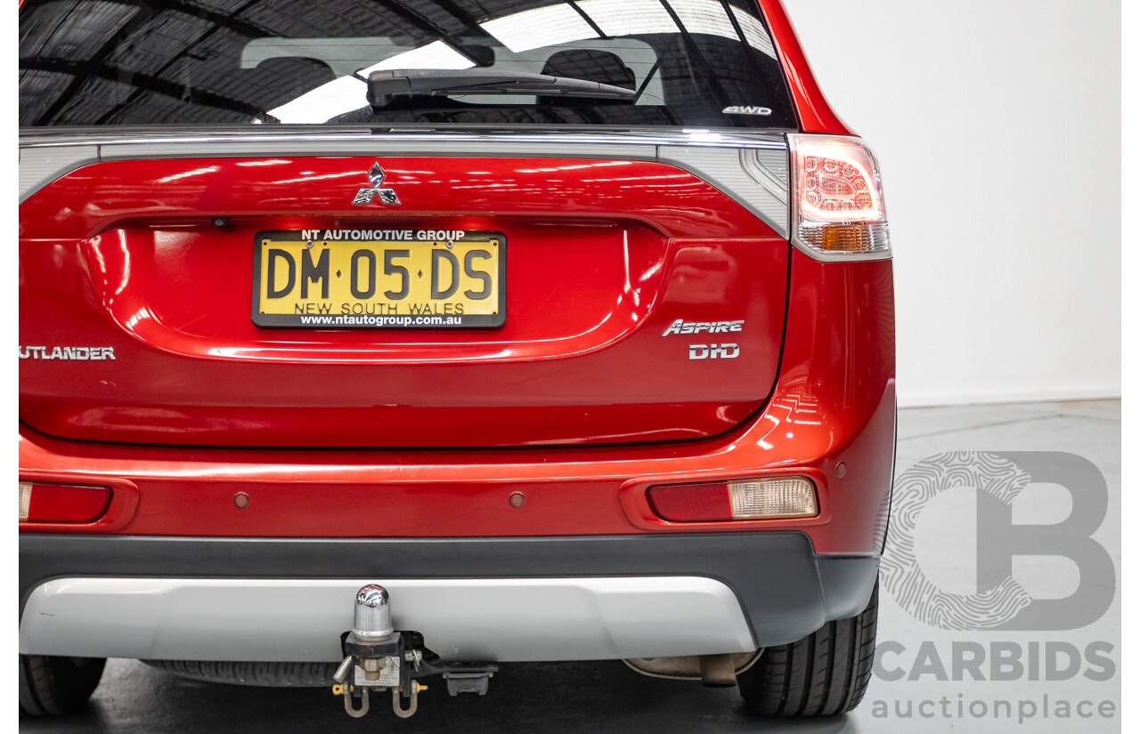 11/2014 Mitsubishi Outlander Aspire (AWD) ZJ MY14.5 4D Wagon Rally Red Metallic Turbo Diesel 2.3L